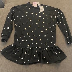 Black shirt dress with silver stars/ruffle